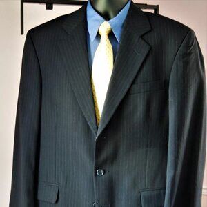 Gianfranco Ruffini Italian Designer 2 PC Suite Black Pinstripe 3 Buttons 40R